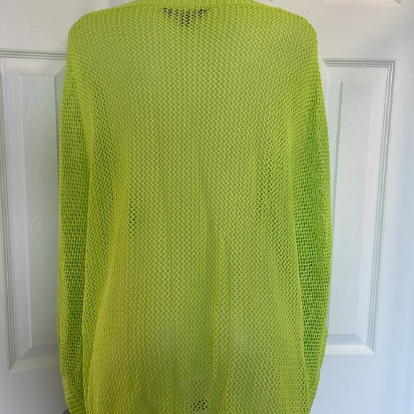 DAVI & DANI 3/4 SLEEVES CREW NECK OPEN WEAVE KNIT SWEATER NEON GREEN SIZE 2XL - Picture 7 of 11